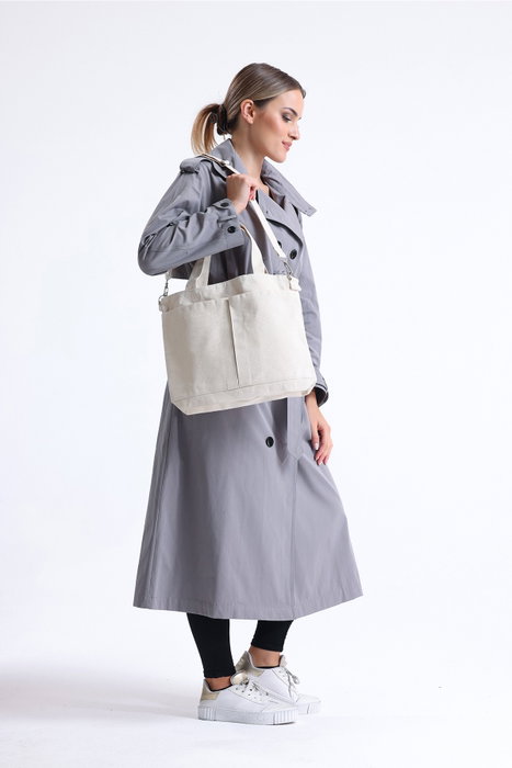 Zoozie Bags Bolso Tote de Lona Color Crema